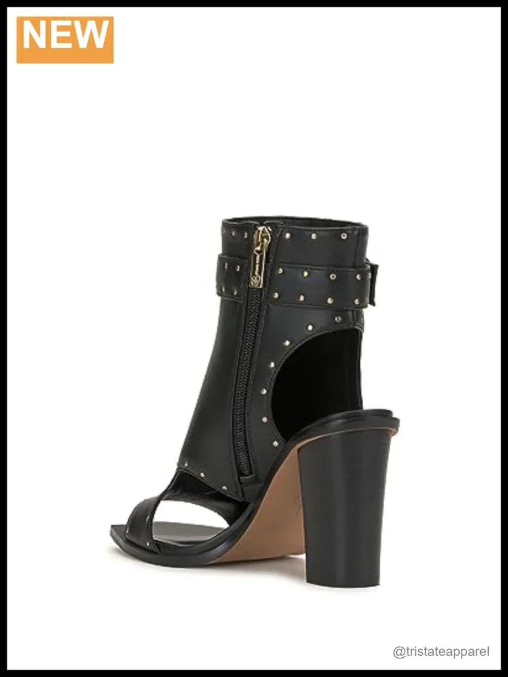 Faux Leather Mid-Calf Bootie with Stacked Heel